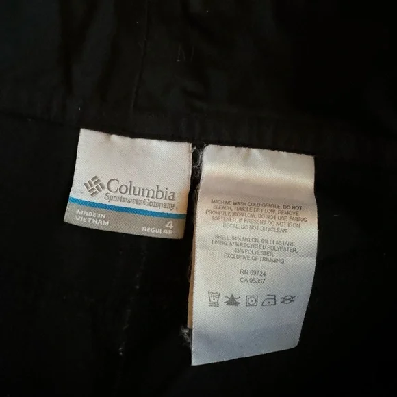 COLUMBIA hiking/ trail stretch pants , color black, with OmniShield size 4 - Picture 4 of 6